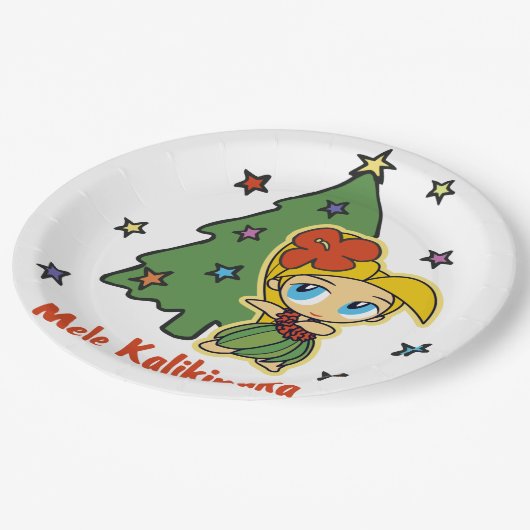 Aloha Honeys Christmas Blond Hula Girl Pappteller (Schrägansicht)