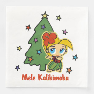 Aloha Honeys Christmas Blond Hula Girl Serviette