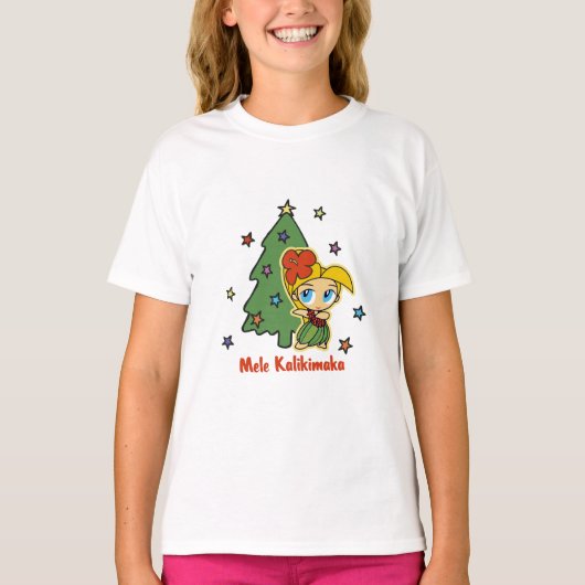 Aloha Honeys Christmas Blond Hula Girl T-Shirt (Vorderseite)