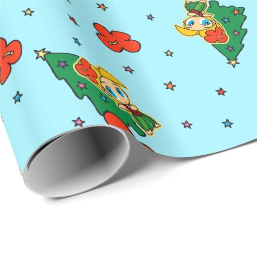Aloha Honeys Christmas Blond Hula Girl Turq Geschenkpapier (Rolleneckpunkt)