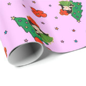 Aloha Honeys Christmas Hawaiian Hula Girl Lilac Geschenkpapier (Rolleneckpunkt)