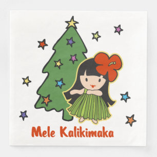 Aloha Honeys Christmas Hawaiian Hula Girl Serviette