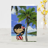 Aloha Honeys Hawaiian Beach Patriotic Cards Karte (Gelbe Blume)
