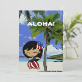 Aloha Honeys Hawaiian Beach Patriotische Einladung (Stehend Vorderseite)