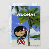Aloha Honeys Hawaiian Beach Patriotische Einladung (Vorne/Hinten)