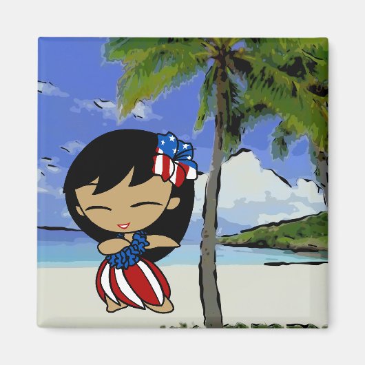 Aloha Honeys Hawaiian Beach Patriotische Magnete Magnet (Vorne)