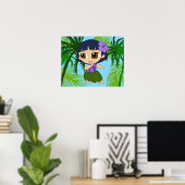 Aloha Honeys Hawaiian Blue Hair Hula Girl Poster (Heimbüro)