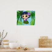 Aloha Honeys Hawaiian Blue Hair Hula Girl Poster (Küche)