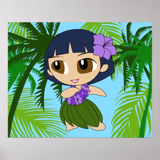 Aloha Honeys Hawaiian Blue Hair Hula Girl Poster (Vorne)