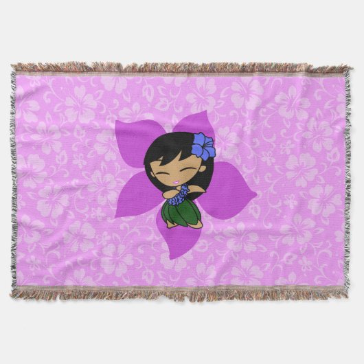 Aloha Honeys Hawaiian Hibiskus Vintag Hula Girl Decke (Vorderseite)