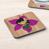 Aloha Honeys Hawaiian Hibiskus Vintag Hula Girl Getränkeuntersetzer (Linke Seite)