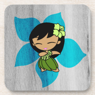 Aloha Honeys Hawaiian Hibiskus Vintag Hula Girl Getränkeuntersetzer