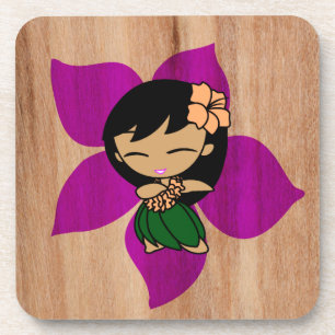 Aloha Honeys Hawaiianischer Hibiskus Vintage Hula Getränkeuntersetzer