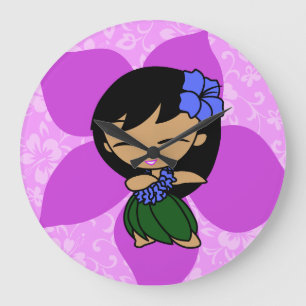 Aloha Honeys Hawaiianischer Hibiskus Vintage Hula Große Wanduhr