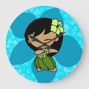 Aloha Honeys Hawaiianischer Hibiskus Vintage Hula Große Wanduhr