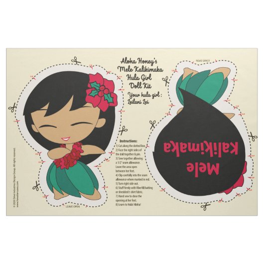 Aloha Honeys Holiday Hula Girl Doll Kit Pattern Stoff (Fat Quarter (45,7 x 55,9 cm))