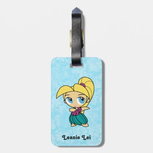 Aloha Honeys Hula Girl Hibiskus Gepäckanhänger (Rückseite vertikal)