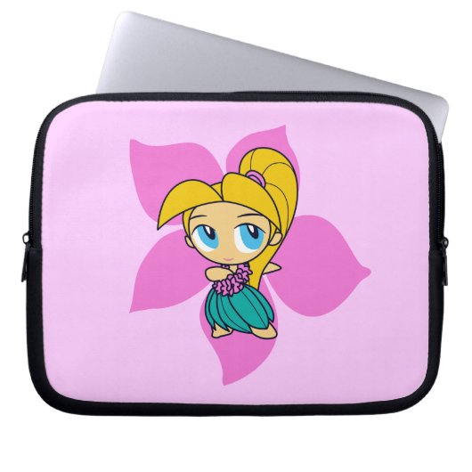 Aloha Honeys Hula Girl Hibiskus Neoprene Laptopschutzhülle (Vorderseite)