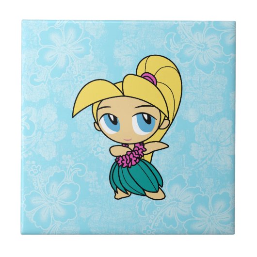 Aloha Honeys Hula Girl Hibiskus Tile Trivets Fliese (Vorderseite)