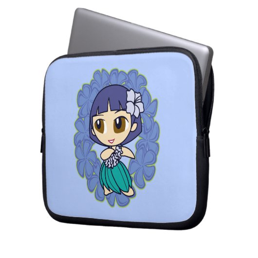 Aloha Honeys Hula Girl Plumeria Neoprene Laptopschutzhülle (Vorderseite Links)