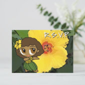 Aloha Honeys Hula Girl RSVP Card (Stehend Vorderseite)