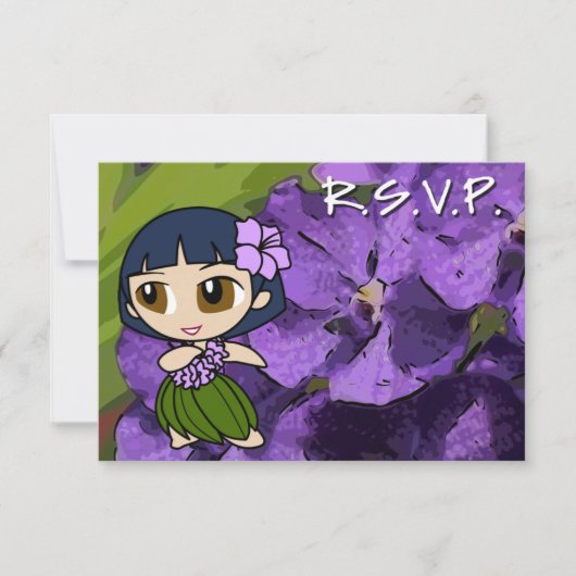 Aloha Honeys Hula Girl RSVP Card (Vorderseite)