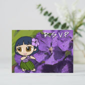 Aloha Honeys Hula Girl RSVP Card (Stehend Vorderseite)
