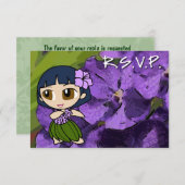 Aloha Honeys Hula Girl RSVP Card (Vorne/Hinten)