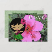 Aloha Honeys Hula Girl RSVP Card (Vorne/Hinten)