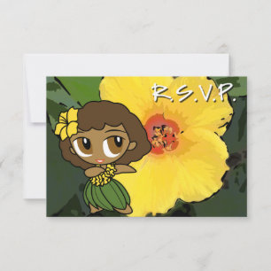 Aloha Honeys Hula Girl RSVP Card Karte