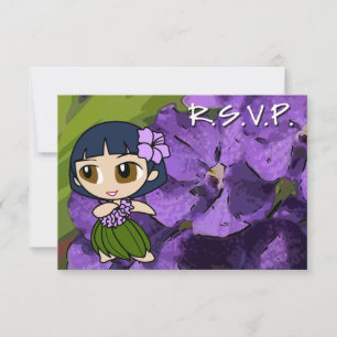 Aloha Honeys Hula Girl RSVP Card Karte