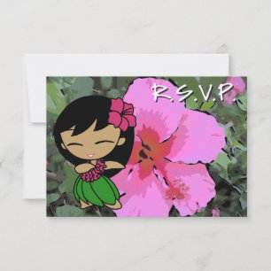 Aloha Honeys Hula Girl RSVP Card Karte