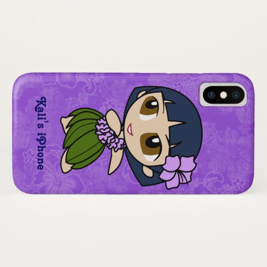 Aloha Honeys Lila Hula Girl Hawaiian Hibiskus Case-Mate iPhone Hülle (Rückseite (Horizontal))