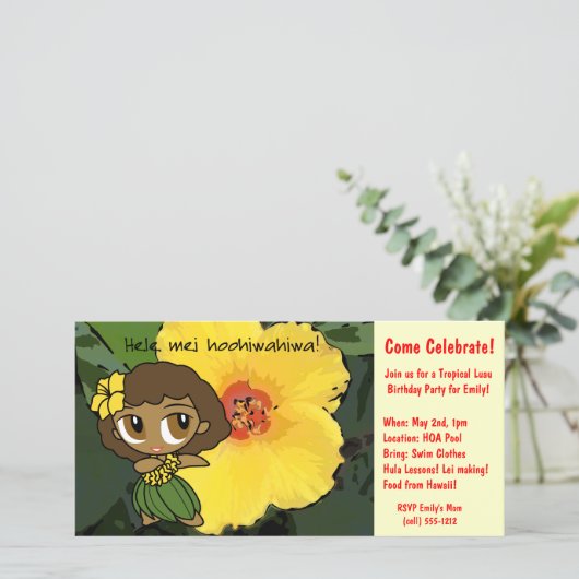 Aloha Honeys Luau Invite (Stehend Vorderseite)