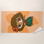 Aloha Honeys Orange Hula Girl Hawaiian Hibiskus Strandtuch (Vorderseite)