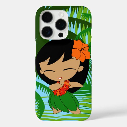 Aloha Honeys Palms Hawaiian Black Hair Hula Girl Case-Mate iPhone Hülle (Rückseite)