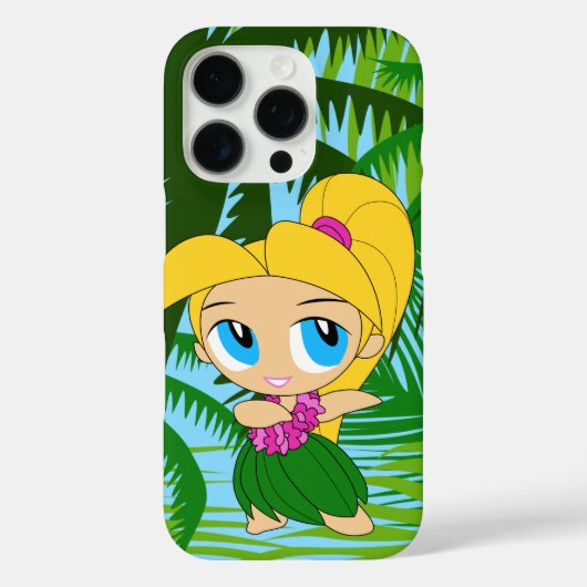Aloha Honeys Palms Hawaiian Blond Hair Hula Girl C Case-Mate iPhone Hülle (Rückseite)