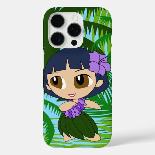 Aloha Honeys Palms Hawaiian Blue Hair Hula Girl C Case-Mate iPhone Hülle (Rückseite)
