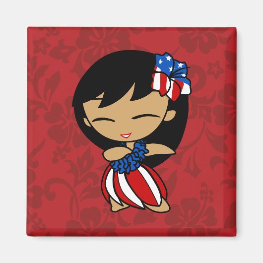 Aloha Honeys Patriotic Hula Girl Magnete Magnet (Vorne)