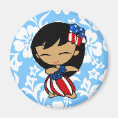 Aloha Honeys Patriotic Hula Girl Magnete Magnet (Vorne)