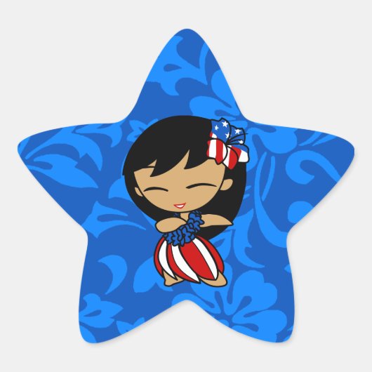 Aloha Honeys Patriotic Hula Girl Star Stickers (Vorderseite)