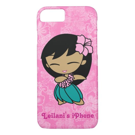 Aloha Honeys Pink Hula Girl Hawaiian Hibiskus Case-Mate iPhone Hülle (Rückseite)