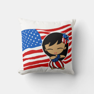 Aloha Honeys USA Flag Hula Girl Decorative Pillows Kissen