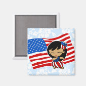 Aloha Honeys USA Flag Hula Girl Magnete Magnet (Vorderseite/Rückseite)