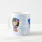 Aloha Honeys USA Flag Hula Girl Tasse (Vorderseite Links)