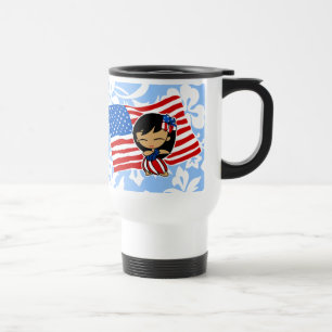 Aloha Honeys USA Flag Hula Girl Travel Mugs Reisebecher