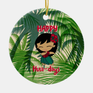 Aloha Honeys Weihnachtsfeiertag Hula Girl Palms Keramik Ornament