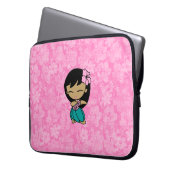 Aloha Honig Hula Mädchen-Hibiskus-Neopren Laptopschutzhülle (Vorderseite Links)
