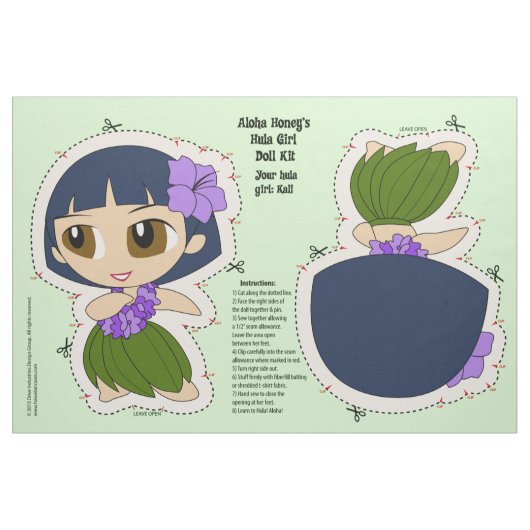 Aloha Honig Hula Mädchen-Puppen-Ausrüstung und Stoff (Fat Quarter (45,7 x 55,9 cm))
