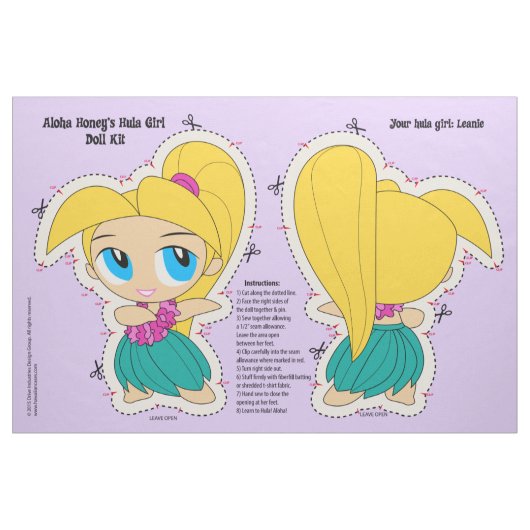 Aloha Honig Hula Mädchen-Puppen-Ausrüstung und Stoff (Fat Quarter (45,7 x 55,9 cm))